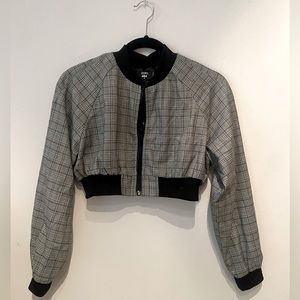 1245 Cropped Checkered Zip Up Jacket - Size M